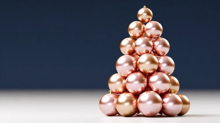 Wall Mural - christmas tree made of pink and gold balls. the tree is tall and has many balls on it
