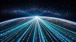 © supaporn - Digital transformation + Inflation trends + Space exploration Futuristic visualization of data streams emanating from a planet in space.