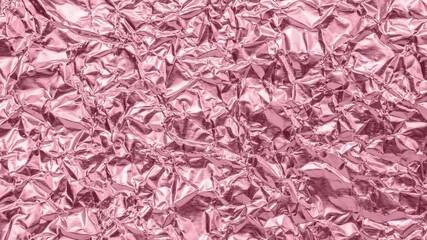 Wall Mural - luxury shiny metallic rose gold foil crumpled texture background stop motion