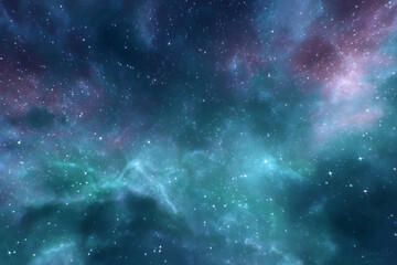 Wall Mural - A blue sky with stars and a purple and green swirl