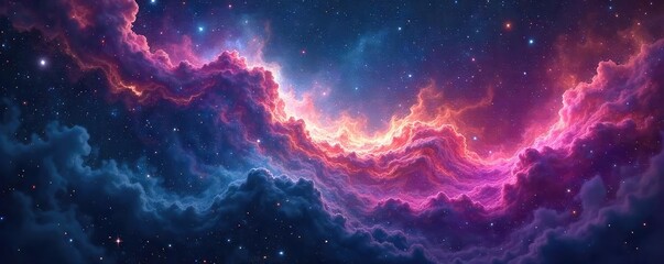 Wall Mural - Abstract swirling nebula, cosmic river of stars and gas, celestial flow, vibrant colors, deep space fantasy , energy, swirling