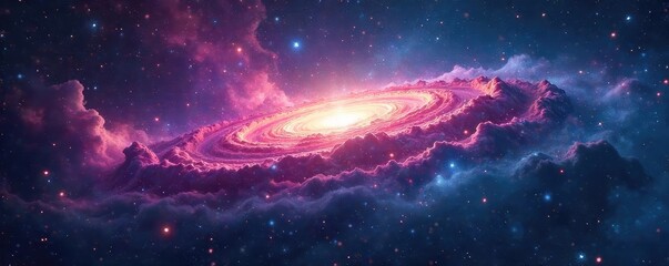 Wall Mural - Vast, swirling nebulae mark the edge of a known universe, cosmic dust and gas forming ethereal boundaries beyond which lies the unknown , space, exploration, astronomy