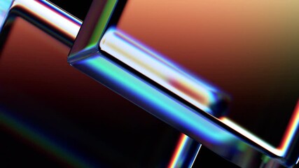 Wall Mural - abstract animation, rotating glass geometric shapes, 4k seamless looped video, 3d render