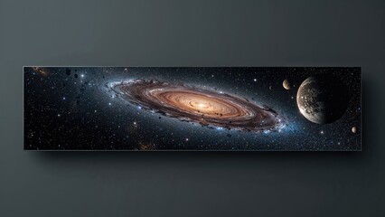 Wall Mural - galactic scenery showcasing stars and planets in a panoramic format for glass displays
