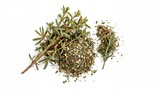 Assortment of crushed and whole dried herbs such as thyme, marjoram, oregano, and rosemary from above