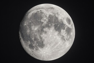 Wall Mural - detailed observation of the entire full moon via telescope