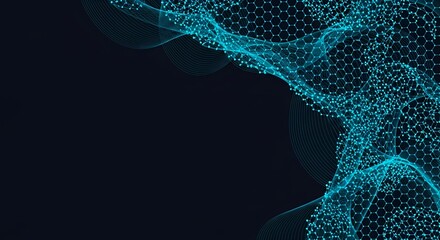 Abstract digital blue network background design with connected dots and lines concept