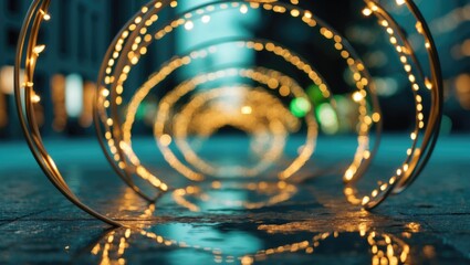 Wall Mural - Circular reflections of festive illumination