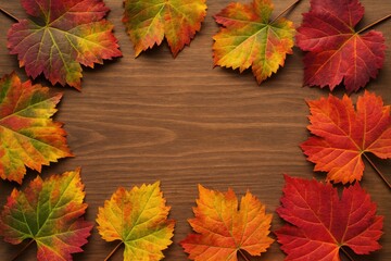 Wall Mural - Seasonal fall scenery showcasing vibrant grape leaves and ample space for design