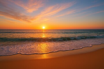 Wall Mural - gorgeous sunset illuminating the coast and waters