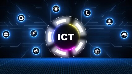 Digital ict technology and business concepts illustrated with futuristic interface