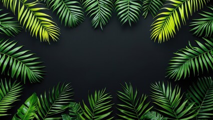 Wall Mural - Brightly lit tropical leaf illuminated in neon on a black background