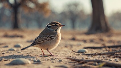 small bird perched in a deserted outdoor space