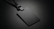 © DARA - Elegant Black ID Card Badge with Lanyard on Dark Background for Mockups