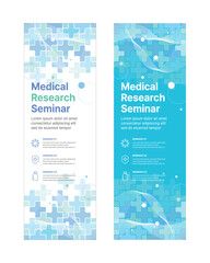 A set of business banner design templates in modern, geometric, abstract pattern style for medical, hospital concept seminars, workshops, conferences, presentations, etc.