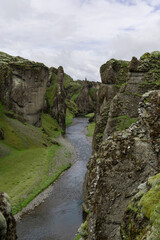 Canvas Print - beautiful view of fjadrargljufur canyon in summer, iceland.