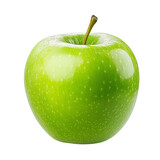 Juicy ripe green apple isolated on transparent background.