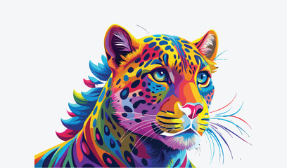 Striped feline tiger head vector illustration with big wild cat fur drawing