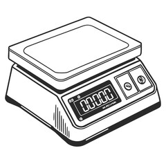 Digital kitchen scale with a blank display screen and buttons for weighing ingredients