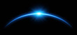 © masudrwd - Glowing blue sunrise over planet horizon in deep space, vector illustration with shining light rays, futuristic cosmic background for science, technology, astronomy, and cosmic atmosphere design