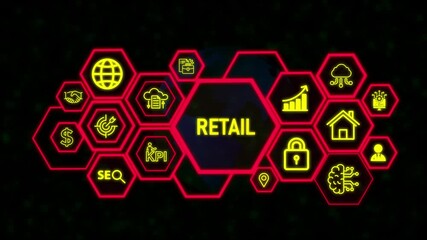 The concept of business, technology, the Internet and the network. virtual screen of the future and sees the inscription: Retail,