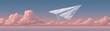 © Newvie - A paper airplane soars through pastel clouds, illustrating a dreamy, whimsical atmosphere in a serene sky.