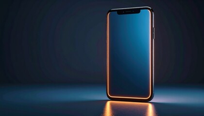 A smartphone with illuminated screen isolated on a dark solid background
