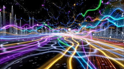 Wall Mural - vibrant abstract animation of flowing lines in dynamic patterns with colorful visual effects