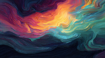 Wall Mural - Flowing Vibrant Colors Over a Dark Surface Stock Illustration