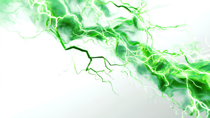 Wall Mural - Green electric glowing vibrant on white backgrounds 3d illustrations Stock Illustration
