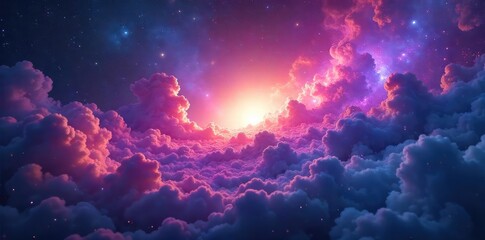 Wall Mural - Ethereal, swirling nebula of iridescent colors, a mystical dreamscape in deep space Perfect for fantasy, sci-fi, or magical themes Vibrant hues blend seamlessly , vibrant, shine, light