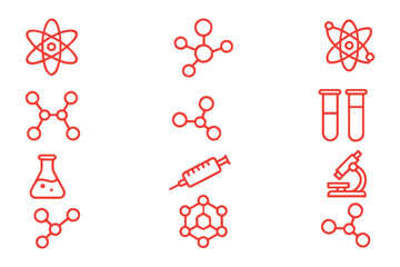Wall Mural - Black Line Art DNA Icons for Biology, Genetics, and Lab Work Illustrations
