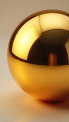 Wall Mural - Close-up of a polished, metallic gold sphere reflecting soft light, exuding opulence and luxury Perfect for concepts of wealth, perfection, and high-end products , glossy, expensive