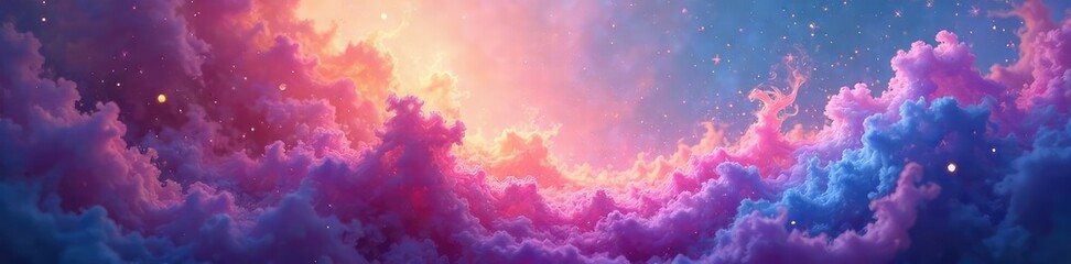 Wall Mural - Ethereal, iridescent colours swirl and blend in a mesmerizing abstract painting, creating a mystical and dreamlike atmosphere Perfect for fantasy, spirituality, and magical themes , glowing, radiant