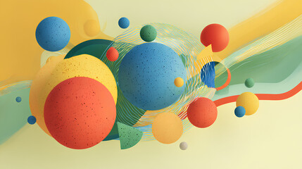 Wall Mural - vibrant shapes against a soft background stock illustration