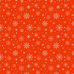 Wall Mural - Christmas seamless pattern with white snowflake isolated on red background.Red X'mas background with snowflakes.Winter snow, new year vector wallpaper for paper, fabric and prints.