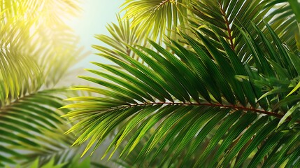 Green palm leaves background tropical nature wallpaper summer exotic plant tree sun light botanical beauty