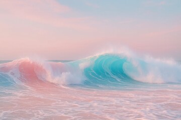 Wall Mural - a symphony of pink and blue waves on a serene beach