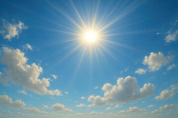 Wall Mural - a radiant sun shines over a cloud-dappled sky
