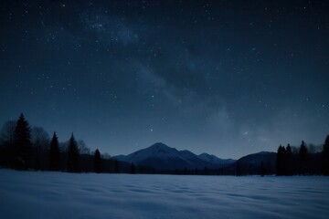 Wall Mural - a night of stars and snow-dusted trees