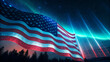 © Faisal - American flag waving under aurora borealis night sky
