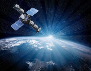 Wall Mural - global satellite network orbiting earth