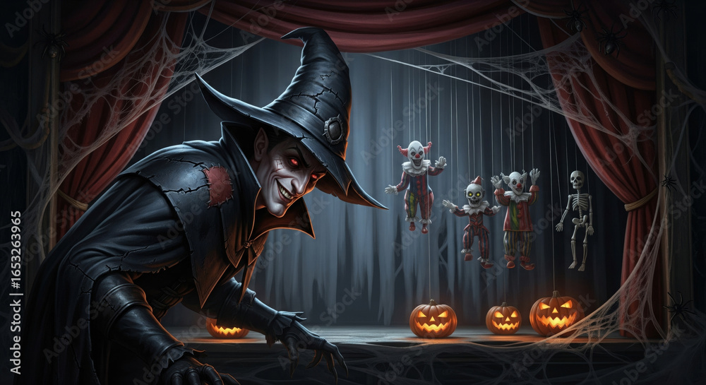 Illustration Stock Ultra-realistic creepy puppet master villain ...