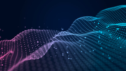 Wall Mural - Abstract wave of musical sounds. Smooth information transfer. 3D rendering.