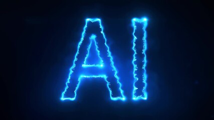 Wall Mural - abstract technological background with the word ai
