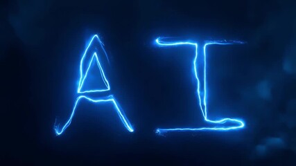 Wall Mural - abstract technological background with the word ai