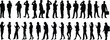 © Halal Artist - Business people silhouettes, professional poses, phone gesture, briefcase holding, male and female figures, black vector icons, office attire, illustration