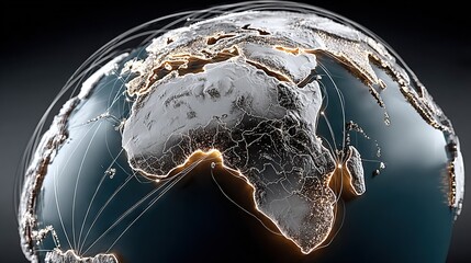 Wall Mural - a detailed image of earth, showcasing numerous crisscrossing lines and illuminated regions from vari