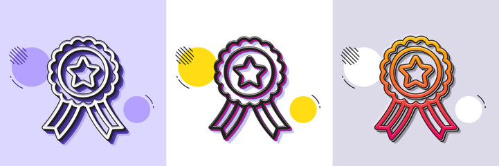 Wall Mural - winner ribbon line icon. halftone dotted pattern. gradient icon with grain shadow. award medal sign.