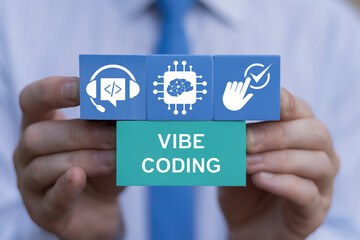 vibe coding artificial intelligence programming futuristic information technology concept. developer